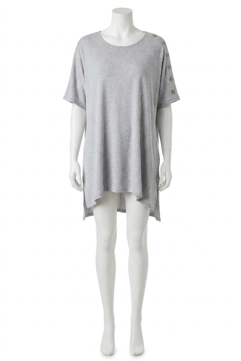 FRENCH KYSS Sweaters - NEW FRENCH KYSS relaxed button detail poncho in frost